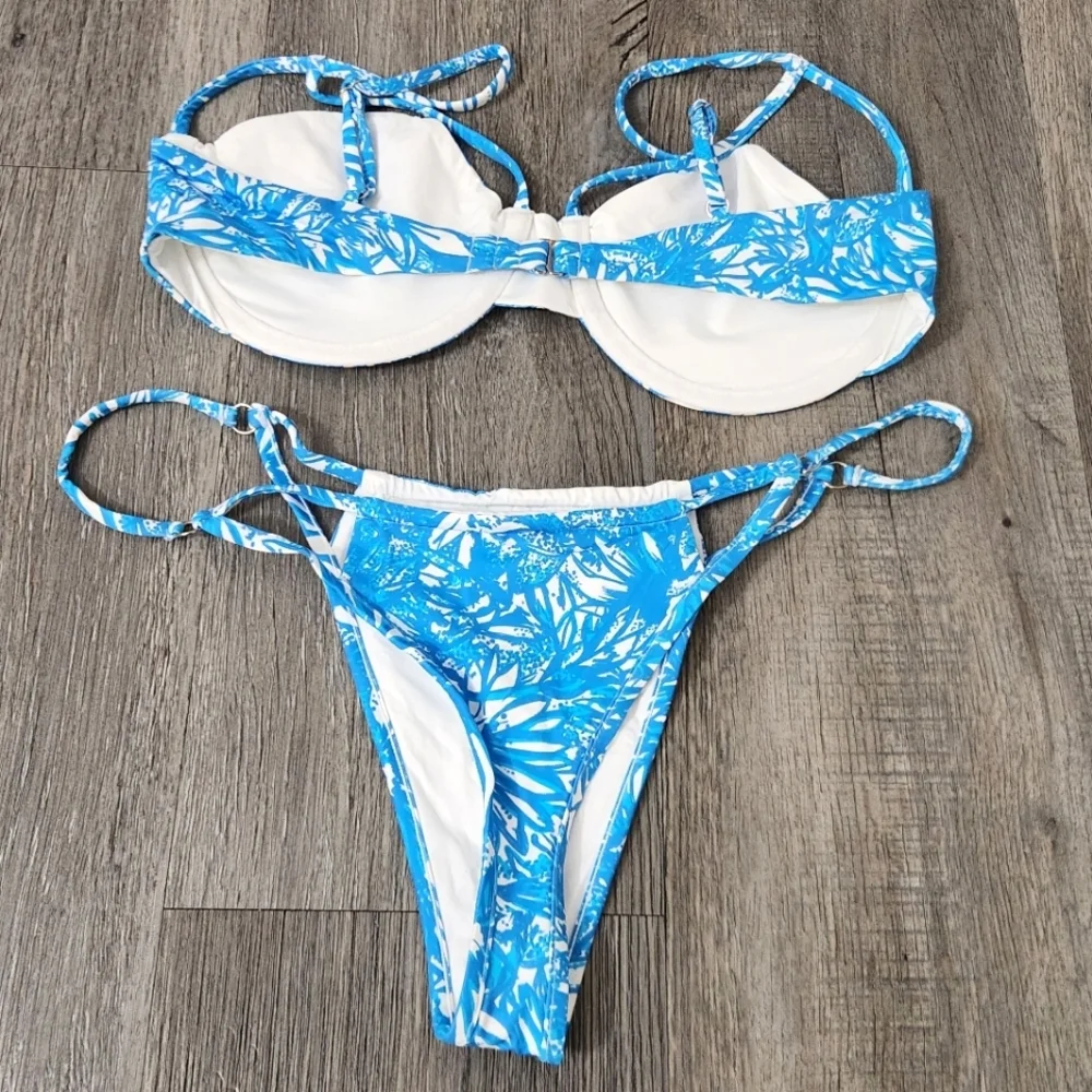 New!Frankie's Bikinis Hazel Floral Underwire Bikini Top with‎ Matching Bo…